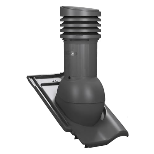 Entlüfterkamin Tile EVO DN125 für Braas - RUBIN 9V Dachziegel Dachlüfter Lüfter 9 V (RAL7021 - Anthrazitgrau) von KAUFDACH Alles für dein Dach