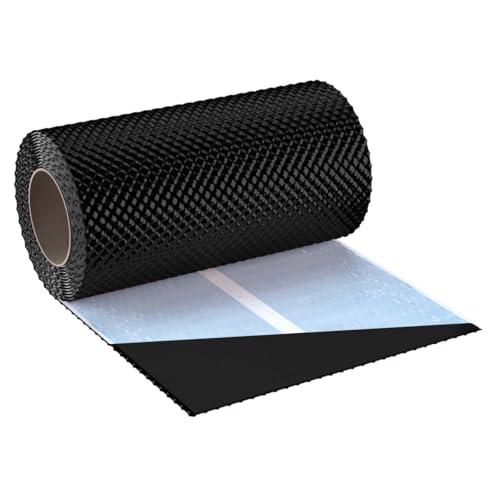 KAMINANSCHLUSSBAND FLEX 3D | Länge 5m | Breite 300mm | hochwertiges Aluminium und Butyl | Selbstklebend | Dach Wandanschlussband 3D Struktur (Schwarz RAL9005) von KAUFDACH Alles für dein Dach