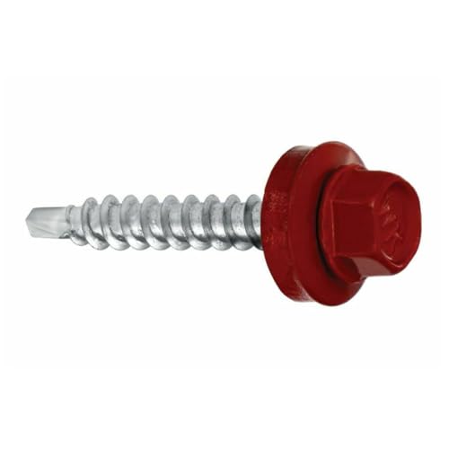 Trapezblechschrauben Bohrschrauben mit EPDM Dichtscheibe für Holzunterkonstruktionen - Blechbohrschraube für Holzuntergrund (RAL3011 - Braunrot, 4,8 х 70 mm (200 Stück)) von KAUFDACH Alles für dein Dach
