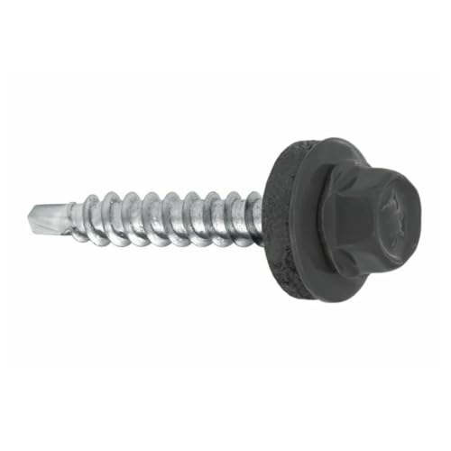 Trapezblechschrauben Bohrschrauben mit EPDM Dichtscheibe für Holzunterkonstruktionen - Blechbohrschraube für Holzuntergrund (RAL7024 - Graphitgrau, 4,8 х 25 mm (250 Stück)) von KAUFDACH Alles für dein Dach