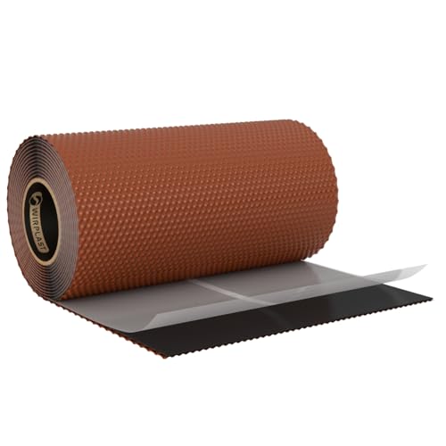 WANDANSCHLUSSBAND | Länge 5m | Breite 300mm | hochwertiges Aluminium und Butyl | Selbstklebend | Dach Kaminanschlussband 3D Struktur (Ziegelrot RAL8004) von KAUFDACH Alles für dein Dach