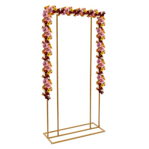 1 * 2m Hochzeits Hintergrundständer, Metall Hochzeitsbogen mit Groß Basis Eisenrohr Dicke 1mm Hochzeitsständers für Hochzeiten Geburtstagsfeiern Weihnachtsfeiern (Gold) von KAUITOPU