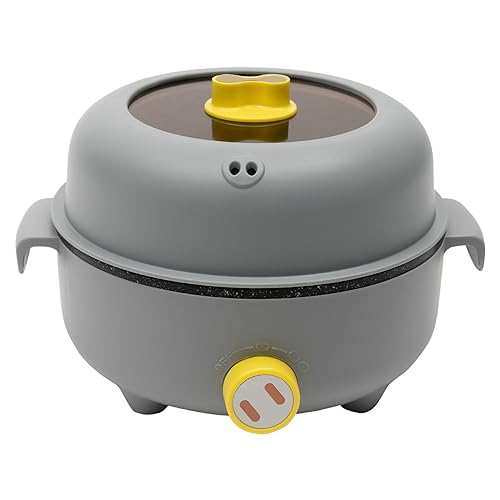 1.5L Elektrischer Hot Pot, Mini Multikocher mit 2 Dampfrosten für 1-2 Personen Haushalte Studentenwohnheime Wohnungen Büros Ausflüge Camping Picknicks (Grau) von KAUITOPU