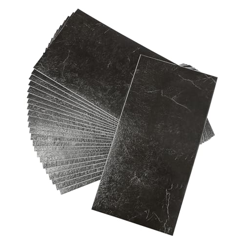 24 Stück Selbstklebend Bodenbelag, PVC Bodenfliesen 60 * 30 cm Adsorptionstyp Selbstklebender Teppich für Wohnzimmer Schlafzimmer Esszimmer Küchen Dicke 1.3 mm (Schwarz) von KAUITOPU