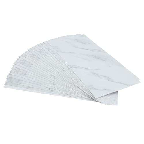 24 Stück Selbstklebend Bodenbelag, PVC Bodenfliesen 60 * 30 cm Adsorptionstyp Selbstklebender Teppich für Wohnzimmer Schlafzimmer Esszimmer Küchen Dicke 1.3 mm (Weiß) von KAUITOPU