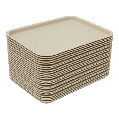 24 Stück Tabletts, Serviertabletts Stapelbares Fast-Food-Tabletts für Schnellrestaurants Kantinen Küchen Hotels Restaurants Imbissstuben 36 * 27 * 2 cm (Khaki) von KAUITOPU