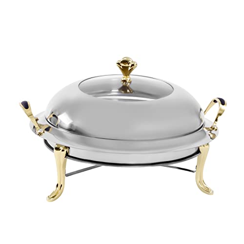 3 L Chafing Dish, Edelstahl Speisewärmer mit Deckel Kraftstoffhalter für Hotels Buffets Restaurants Familienfeiern Schlafsälen Banketten Hochzeiten (Gold) von KAUITOPU