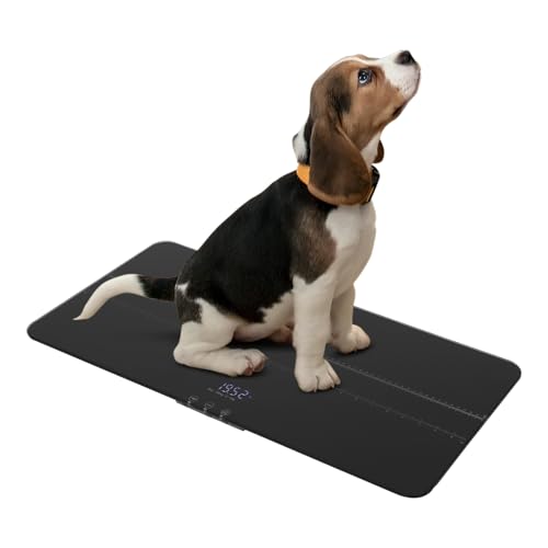Digitale Haustierwaage bis 100kg/220lbs, präzise Tierwaage mit LED-Display & TARA-Funktion, Hundewaage aus gehärtetem Glas, für Hunde & Katzen (Schwarz) von KAUITOPU