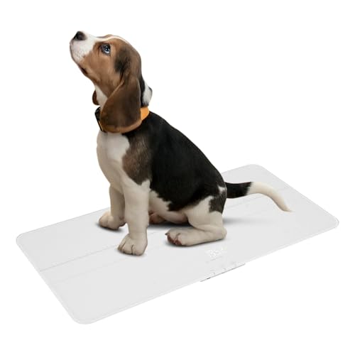 Digitale Haustierwaage bis 100kg/220lbs, präzise Tierwaage mit LED-Display & TARA-Funktion, Hundewaage aus gehärtetem Glas, für Hunde & Katzen (Weiß) von KAUITOPU