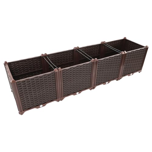 KAUITOPU Erhöhtes Gartenbeetkasten, Pflanzgefäß mit wasserdichte Streifen für Balkone Gärten Hinterhöfe Terrassen Veranden Decks Innenhöfe 156 * 39 * 38cm von KAUITOPU
