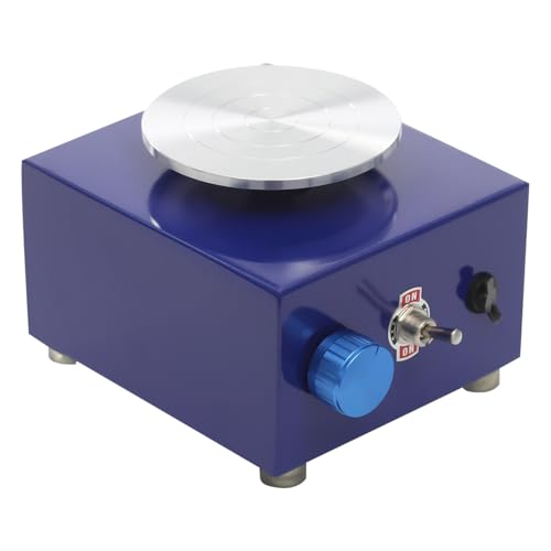 KAUITOPU Mini Elektrisch Töpferscheibe, 2000RPM Elektrische Töpferscheibe Maschine, mit Leiser 24W Motor und 6.5/10CM Drehteller-Drehmaschine, DIY-Keramikwerkzeug (Blau) von KAUITOPU