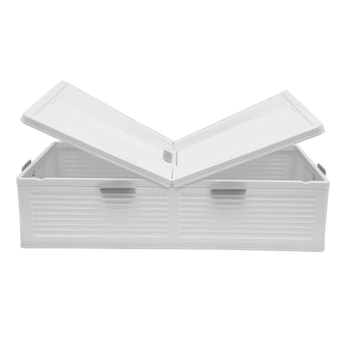 KAUITOPU Unterbett Aufbewahrungsbox, Faltbar Unterbettkommode mit Unterer Flaschenzug Deckel für Schlafzimmer, Badezimmer Kleiderschrank Yogaraum 101 * 51.5 * 24cm (Weiß) von KAUITOPU