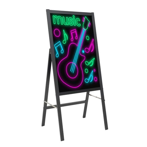 Led Schreibtafel, Stehende Led Tafel Nachrichtentafel, Leuchtende Werbetafel mit Fernbedienung und 8 Neon-Stifte, LED-Anzeigetafel (40 x 60 cm) von KAUITOPU