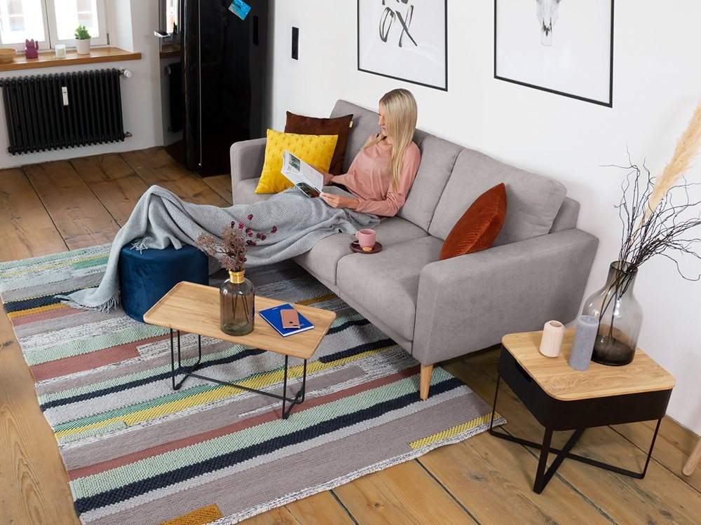 KAUTSCH.com 3-Sitzer LOTTA, L-Form, Ecksofa, abnehmbarer Longchair, zerlegbares System, modular erweiterbar, hochwertiger Kaltschaum, Wellenfederung, made in Europe von KAUTSCH.com