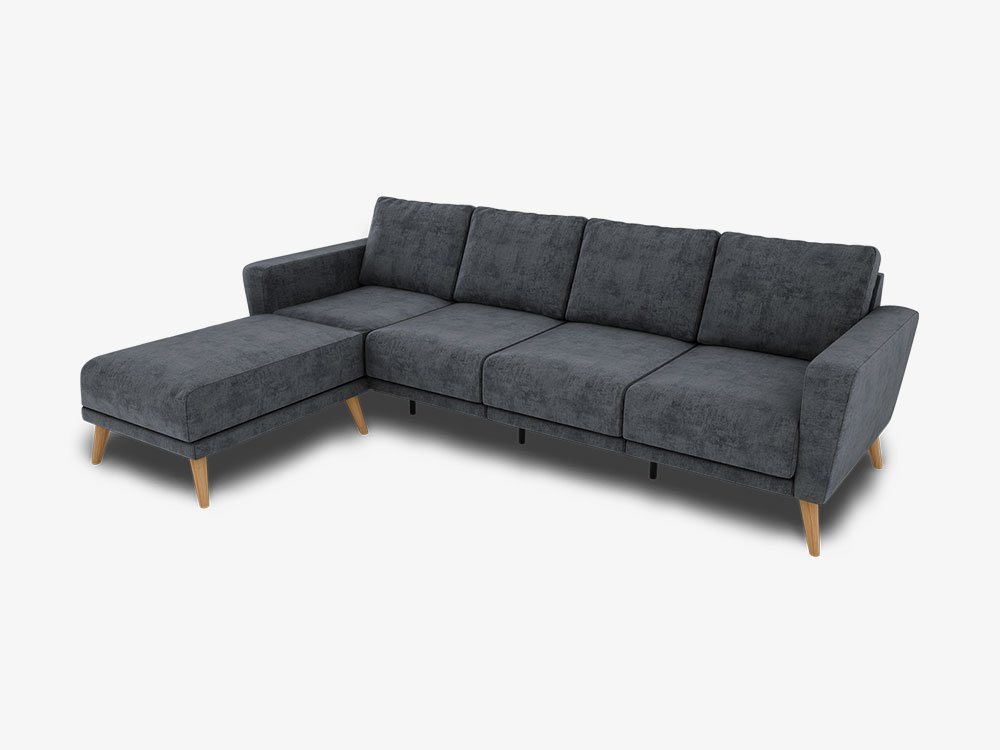 KAUTSCH.com 4-Sitzer LOTTA, L-Form, Ecksofa, abnehmbarer Longchair, zerlegbares System, modular erweiterbar, hochwertiger Kaltschaum, Wellenfederung, made in Europe von KAUTSCH.com