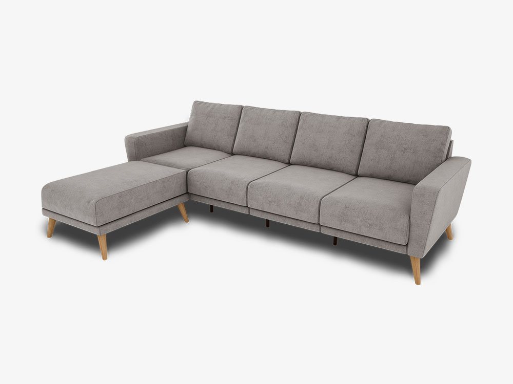 KAUTSCH.com 4-Sitzer LOTTA, L-Form, Ecksofa, abnehmbarer Longchair, zerlegbares System, modular erweiterbar, hochwertiger Kaltschaum, Wellenfederung, made in Europe von KAUTSCH.com