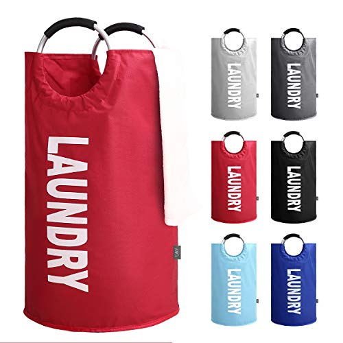 KAV Faltbarer und faltbarer Wäschekorb, Tasche oder Korb aus OxfordGewebe, 82 l, tragbarer Wäschekorb aus Leinen, mit Gummigriffen, Aluminiumgriffen, perfekt für Schlafzimmer, Badezimmer, von KAV