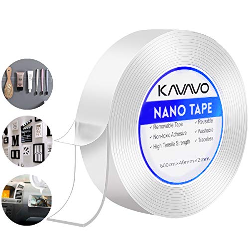 KAVAVO Nano Klebstreifen,600CM Doppelseitiges Transparentes Klebeban,Wiederverwendbares,Abnehmbares Waschbares Nano Band,Vielseitig Verwandtes, Nahtloses, Spurloses Küchenklebeband. von KAVAVO