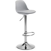 Barhocker Orlando-T grau höhenverstellbar 60-82 cm mit Lehne, gepolsterte Sitzfläche aus Kunstleder und Fuβ aus Stahl - Kave Home von KAVE HOME