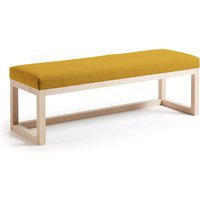 Sitzbank Loya senfgelb 128 cm gepolstert mit Gestell aus massivem Buchenholz - Kave Home von KAVE HOME