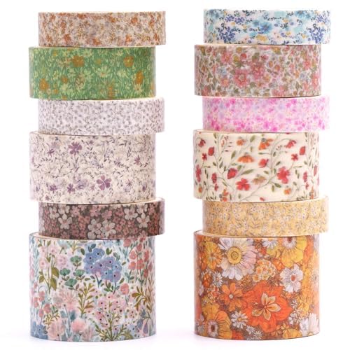 KAVI' S 12 Rollen Washi Tape Set Klebeband Papier Dekorativ Masking Tape Klebeband Bunt für Scrapbooking Handwerk Handwerk (Evening Song) von KAVI' S