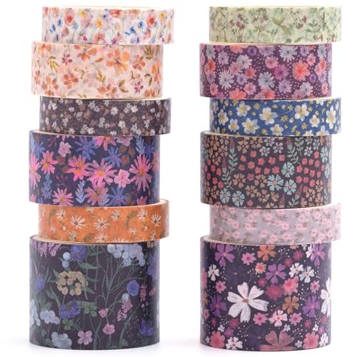 KAVI' S 12 Rollen Washi Tape Set Klebeband Papier Dekorativ Masking Tape Klebeband Bunt für Scrapbooking Handwerk Handwerk (Forested Islet) von KAVI' S