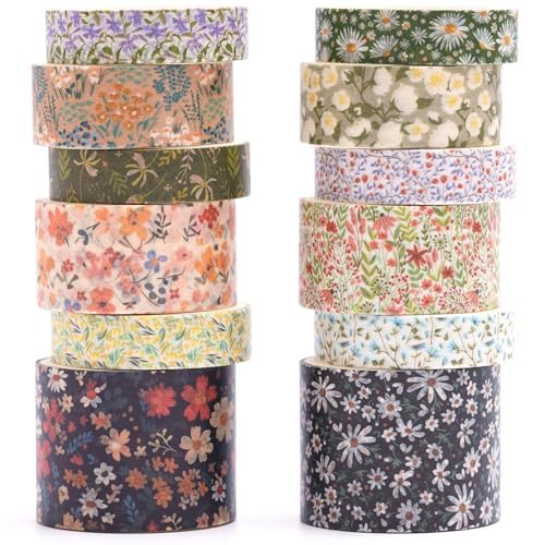 KAVI' S 12 Rollen Washi Tape Set Klebeband Papier Dekorativ Masking Tape Klebeband Bunt für Scrapbooking Handwerk Handwerk (River of Forgetfulness) von KAVI' S