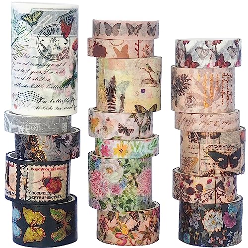 KAVI' S 18 Rollen Schmetterling Washi Tape Set Klebeband Papier Dekorativ Weinlese Masking Tape Klebeband Bunt für Scrapbooking Handwerk Handwerk von KAVI' S