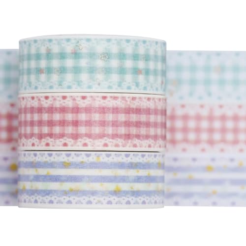 KAVI' S 3 Rollen Niedlich bedruckt Washi Tape Set Kreative Basic Dünn Dekorative Bänder für Kunst, DIY Handwerk, Bullet Journals, Planer, Scrapbooking, Verpackung KAVI' S 3 Rollen Niedlich bedruckt Washi Tape Set Kreative Basic Dünn Dekorative Bänder für Kunst, DIY Handwerk, Bullet Journals, Planer, Scrapbooking, Verpackung von KAVI' S