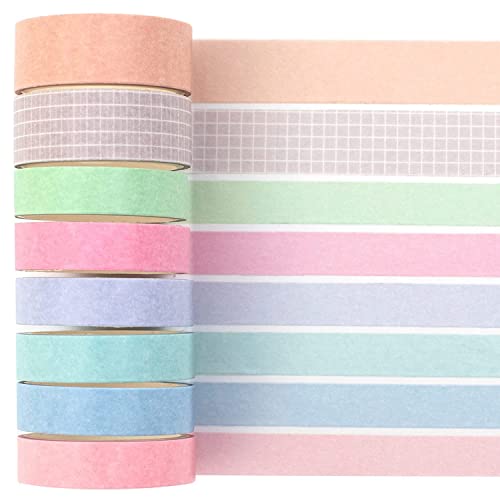 KAVI' S Dünn Washi Tape Set 8 Rollen Masking Tape Klebeband Bunt für Kunst, DIY, Handwerk, Tagebuch, Lieferung, Planer, Scrapbooking, Karte/Geschenkverpackungen (CHAMPAGNE) von KAVI' S