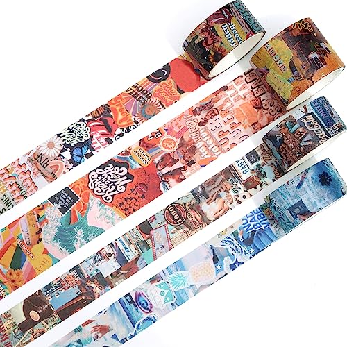 KAVI' S Retro Washi Tape Set Dekorative Antik Masking Tapes Klebeband Bunt für Kunst, DIY Handwerk, Tagebuch, Planer, Scrapbook, Verpackung (90s Motifs) von KAVI' S