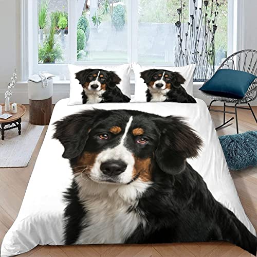 Kinder Bettwäsche 135x200 Berner Sennenhund Bettbezüge Set 3Teilig mit Reißverschluss Weich Mikrofaser Bettbezug 3D mit 2 Kissenbezüge 80×80 Haustier Süß Bettwäsche Jungen und Mädchen von KAVITO