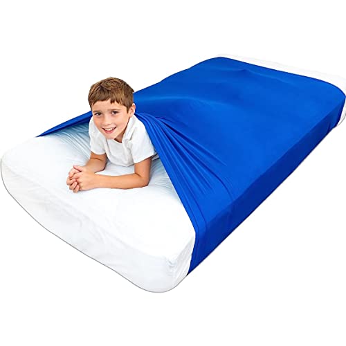 Sensorische Kompressionsdecke for Kinder, Sensorische Laken, Reduzierter Druck, Leichtes Sensorisches Bettlaken (Color : Blauw, Size : Twin Size 98 x147 cm) von KAWAAI