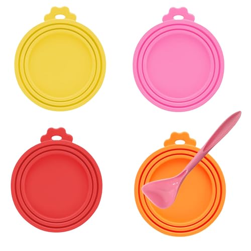 KAWAAN 4 Stk Deckel Für Dosen, Universal Silikon mit 1 Löffel, Tierfutterdosen Deckel, BPA-frei KAWAAN 4 Stk Deckel Für Dosen, Universal Silikon mit 1 Löffel, Tierfutterdosen Deckel, BPA-frei von KAWAAN