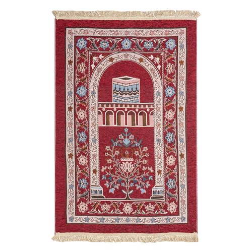 KAWABOSS gebetsteppich Islam,beten Teppich Muslim mit Quasten,Prayer mat Muslim tragbar für Reisen,gebetsteppiche leicht,türkische teppiche weich(blau,rot,braun 70x110cm) von KAWABOSS