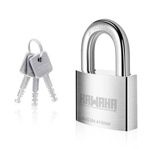 KAWAHA 41/50KD-3SK 50mm Hochsicherheitsschloss mit Schlüssel für Innen und Außen (SUS304 Edelstahl, Robust, Rostschutz) (50mm, 3 Schlüssel) von KAWAHA