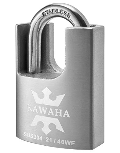 KAWAHA 21 Serie Hochsicherheits-Vorhängeschloss aus Edelstahl mit Schlüssel für den Innen- und Außenbereich (SUS304 Edelstahlkörper und Bügel, robust, rostfrei) (40 mm) von KAWAHA