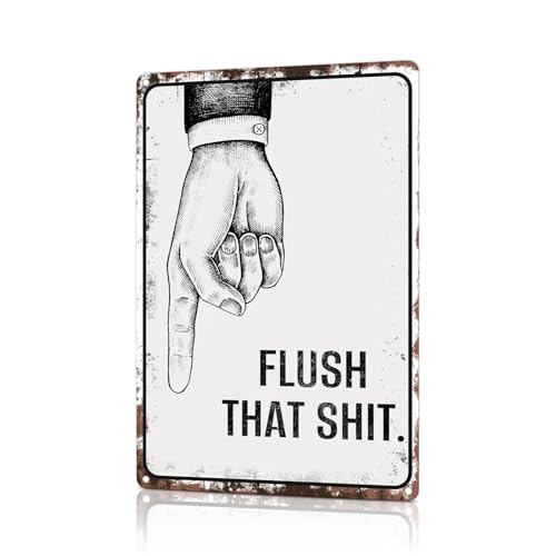 KAWAHONE Lustiges Badezimmerschild "Flush That Shit", lustiges WC-Dekor, langlebiges Vintage-Metall-Eisenschilder mit vorgebohrten Löchern, 1 Stück KAWAHONE Lustiges Badezimmerschild "Flush That Shit", lustiges WC-Dekor, langlebiges Vintage-Metall-Eisenschilder mit vorgebohrten Löchern, 1 Stück von KAWAHONE