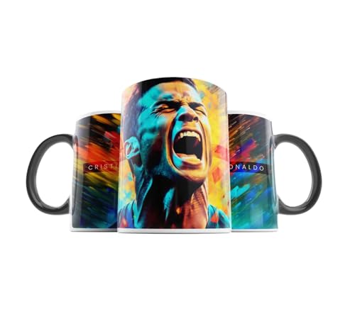 Cristiano Ronaldo - artistic style ceramic mug Black & White von KAWAINK