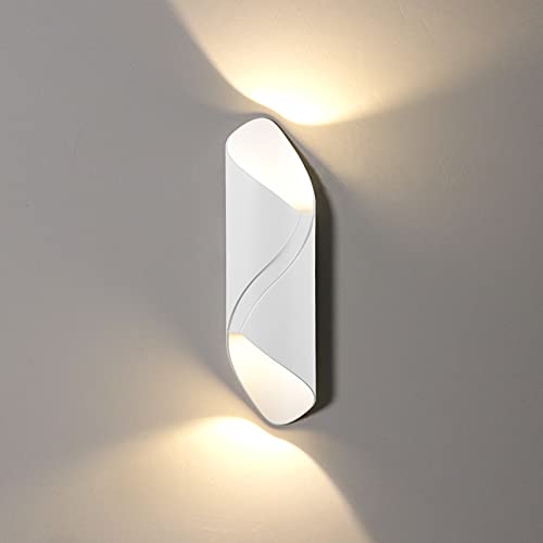 KAWELL 10W Kreativ Modern Wandlampe LED Wandleuchte Up Down Wasserdicht IP65 Aluminium LED Wandbeleuchtung Innen Außen für Wohnzimmer Badezimmer Schlafzimmer Eingang Treppen Flur Korridor, Weiß 3000K von KAWELL