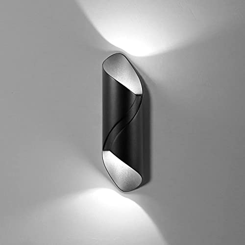 KAWELL 10W Kreativ Modern Wandlampe LED Wandleuchte Up Down Wasserdicht IP65 Aluminium LED Wandbeleuchtung Innen Außen für Wohnzimmer Badezimmer Schlafzimmer Eingang Treppen Korridor, Schwarz 6000K von KAWELL
