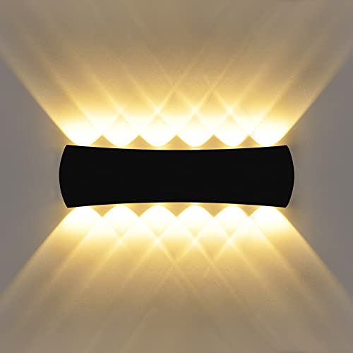 KAWELL 12W Modern Wandlampe LED Wandleuchte Up Down Aluminium Wandbeleuchtung Innen Außen Wasserdicht IP65 für Schlafzimmer Badezimmer Treppen Veranda Flur Korridor Wohnzimmer, Schwarz 3000K KAWELL 12W Modern Wandlampe LED Wandleuchte Up Down Aluminium Wandbeleuchtung Innen Außen Wasserdicht IP65 für Schlafzimmer Badezimmer Treppen Veranda Flur Korridor Wohnzimmer, Schwarz 3000K von KAWELL