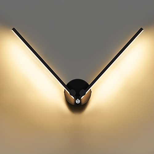 KAWELL 12W Moderne LED Wandleuchte mit Schalter Innen Wandlampe LED Wandbeleuchtung mit 300° Drehbaren Lampenarmen für Schlafzimmer Wohnzimmer Hintergrund Wand Flur Treppengang von KAWELL