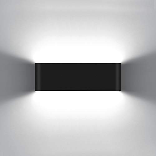 KAWELL 20W Modern Wandlampe LED Wandleuchte Up Down Aluminium Wandbeleuchtung Wasserdicht IP65 Innen Außen für Schlafzimmer Badezimmer Wohnzimmer Flur Treppen Korridor, Schwarz 6000K von KAWELL