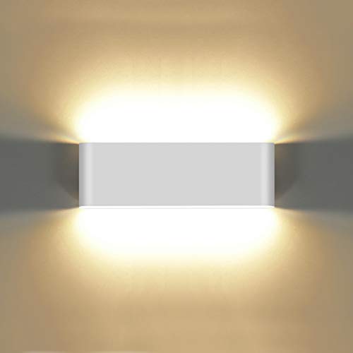 KAWELL 20W Modern Wandlampe LED Wandleuchte Up Down Aluminium Wandbeleuchtung Wasserdicht IP65 Innen Außen für Schlafzimmer Badezimmer Wohnzimmer Flur Treppen Korridor, Weiß 3000K von KAWELL
