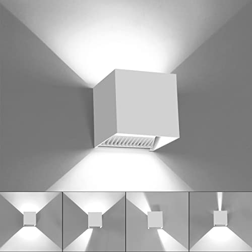 KAWELL 24W Modern Wandlampe LED Wandleuchte Up Down Einstellbarer Abstrahlwinkel Aluminium Wandbeleuchtung Innen Außen Wasserdicht IP65 für Badezimmer Treppen Schlafzimmer Korridor Wohnzimmer, 6000K von KAWELL