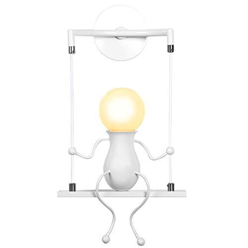 KAWELL Humanoid Kreative Wandleuchte Moderne Wandlampe Einfache Kerzen Wandleuchten Art Deco Max 60W E27 für Kinder Zimmer, Schlafzimmer Nachttisch, Treppen, Flur, Restaurant, Küche, Swing Weiß x1 von KAWELL