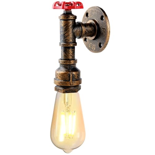 KAWELL Kreative Wasserrohr Retro Kerze Wandleuchte Industrielle Vintage Wandlampe Schmiedeeisen E27 60W Max für Schlafzimmer Küche Restaurant Cafe Bar Flur von KAWELL