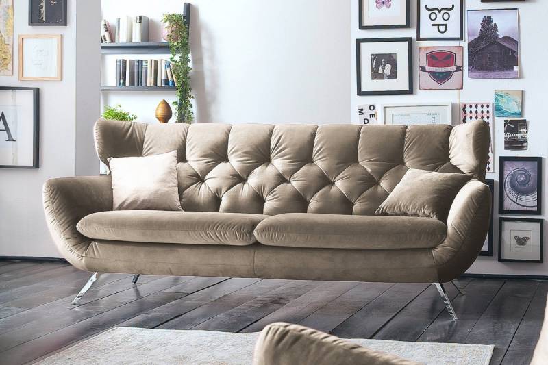 KAWOLA 3-Sitzer CHARME, Sofa Couch Velvet oder Cord verschiedene Farben 225x95 cm von KAWOLA