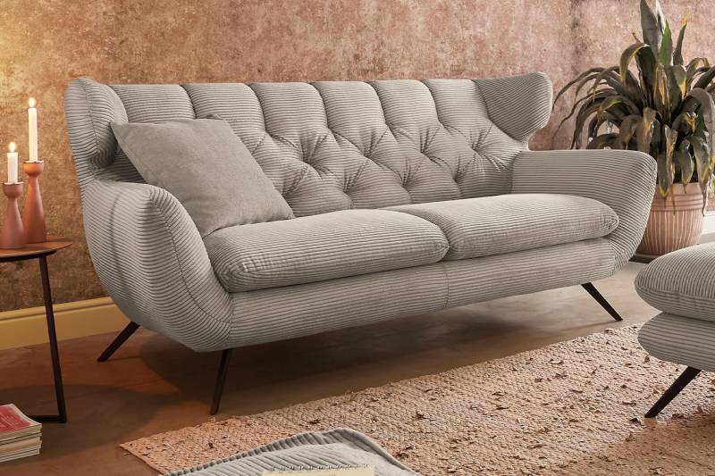 KAWOLA 3-Sitzer CHARME, Sofa Couch Velvet oder Cord verschiedene Farben 225x95 cm von KAWOLA